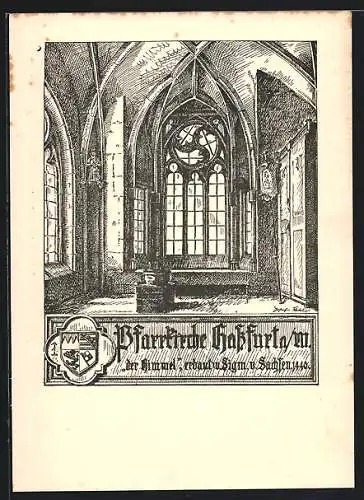 Künstler-AK Hassfurt a. Main, Pfarrkirche, Innenansicht