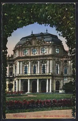 AK Würzburg, K. Residenz, Blick vom Hofgarten aus