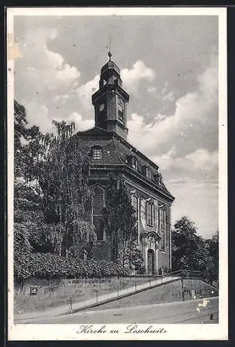 AK Dresden-Loschwitz, Kirche mit Strassenpartie