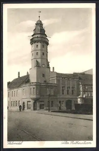 AK Salzwedel, Alter Rathausturm mit Litfasssäule