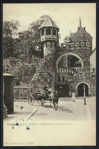 AK Wiesbaden, Römische Heidenmauer mit neuem Tor