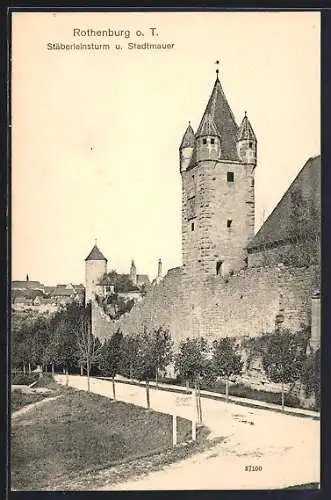 AK Rothenburg o. T., Stäberleinsturm und Stadtmauer