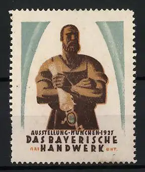 Reklamemarke München, Ausstellung 1912, Bayerisches Handwerk, starker Mann