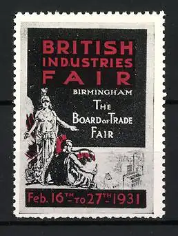 Reklamemarke Birmingham, British Industries Fair 1931, Justitia-Symbol