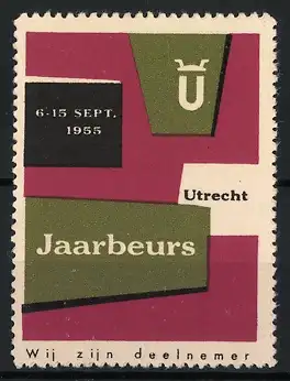 Reklamemarke Utrecht, Jaarbeurs, 6-15 Sept. 1955, stilisiertes U-Symbol