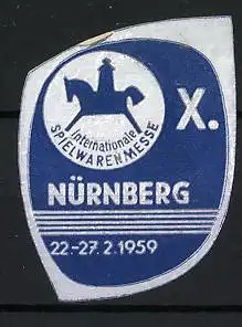 Reklamemarke Nürnberg, Internationale Spielwarenmesse 1959, Reiterfigur