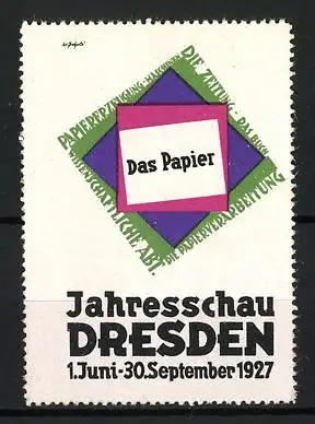 Reklamemarke Dresden, Jahresschau 1927, Das Papier