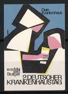 Reklamemarke Stuttgart, 2. Deutscher Krankenhaustag 1960, Krankenschwester & Patient