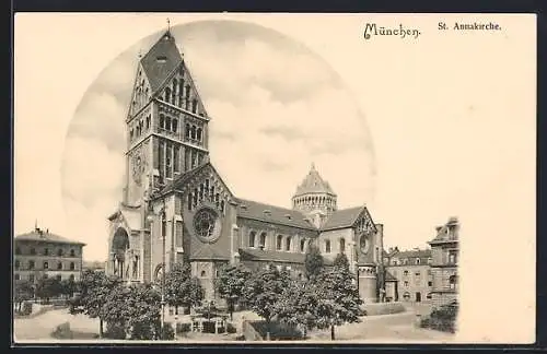 AK München, St. Annakirche mit Brunnen