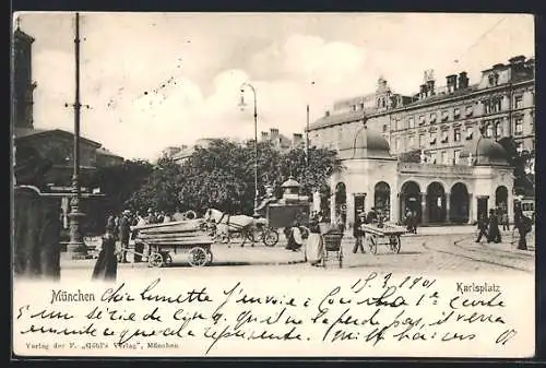 AK München, Der belebte Karlsplatz