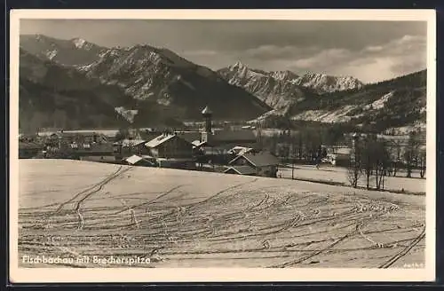 AK Fischbachau, Ortsansicht mit Brecherspitze