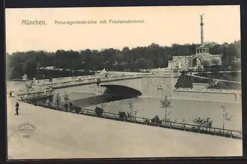 AK München, Prinzregentenbrücke mit Friedensdenkmal