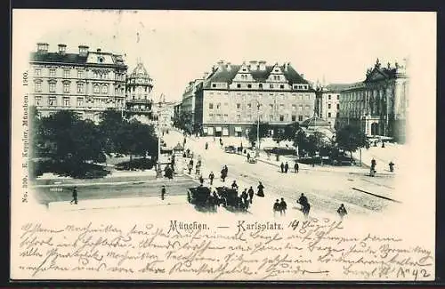 AK München, Der belebte Karlsplatz