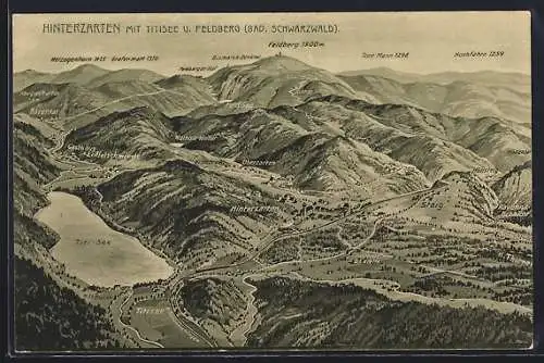 AK Hinterzarten, Gesamtansicht mit Titisee und Feldberg