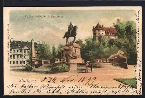 AK Stuttgart, Kaiser Wilhelm I. Denkmal