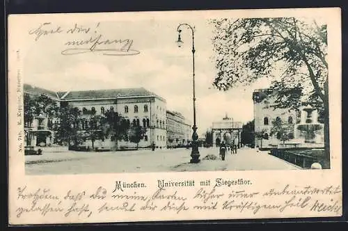 AK München, Universität mit Siegesthor