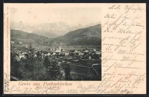 AK Partenkirchen, Ortsansicht mit Alpenlandschaft