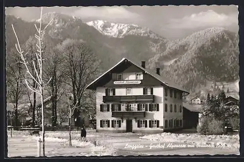 AK Lenggries, Gasthaus Alpenrose mit Brauneck