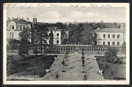 AK Dresden-Neustadt, Park und Standortlazarett