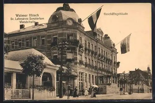 AK Dresden-Weisser Hirsch, Ortspartie an Dr. Lahmanns Sanatorium mit Wandelhalle