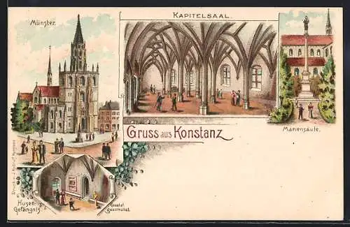 Künstler-AK Konstanz, das Münster, im Kapitelsaal, das Husengefängnis