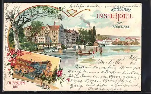 Lithographie Konstanz, Insel-Hotel am Bodensee