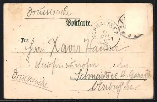 Lithographie Konstanz, Gesamtansicht, Marktstätte mit Siegesdenkmal