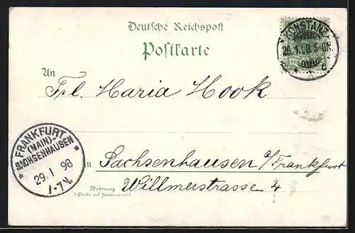 Lithographie Konstanz, Konstanzer Hof, Hfen-Einfahrt, Teilansicht