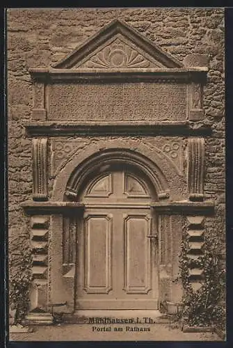 AK Mühlhausen i. Th., Portal am Rathaus