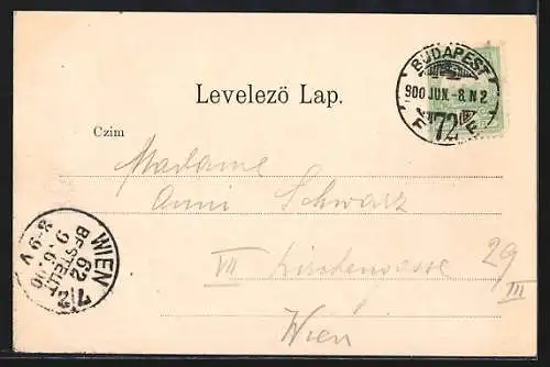 AK Budapest, Kálvin tér József és Baross utczával, Strassenbahn