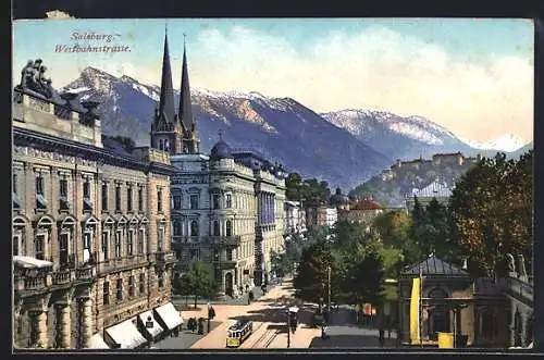 AK Salzburg, Westbahnstrasse mit Strassenbahn