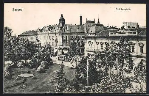 AK Szeged, Széchenyi-tér, Strassenbahn