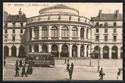 AK Rennes, Le Théâtre, Strassenbahn