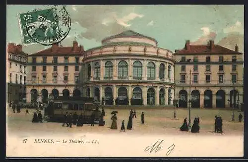 AK Rennes, Le Théâtre, Strassenbahn