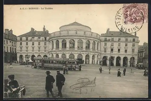 AK Rennes, Le Théâtre, Strassenbahn