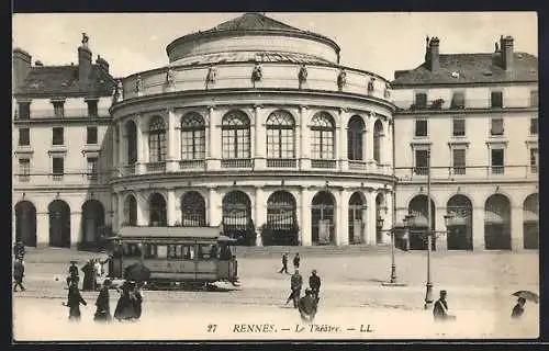 AK Rennes, Le Théâtre, Strassenbahn