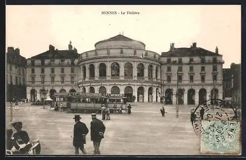 AK Rennes, Le Théâtre, Strassenbahn