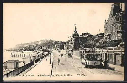 AK Le Havre, Le Boulevard Maritime et le Hève, Strassenbahn