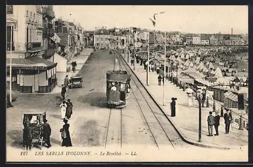 AK Les Sables-d`Olonne, Le Remblai, Strassenbahn