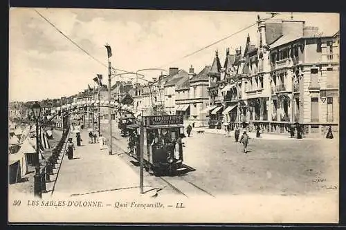 AK Les Sables-d`Olonne, Quai Franqueville, Strassenbahn