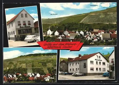 AK Marbach-Lauda i. Taubergrund, zwei Ortsansichten und Gasthaus u. Pension Zum Lamm