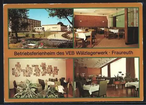 AK Fraureuth, Betriebsferienheim des VEB Wälzlagerwerk, Ferienheim mit Spielplatz, Bar