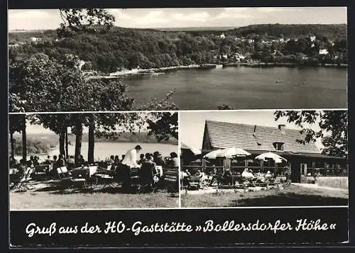 AK Buckow /Märk. Schweiz, Ortsansicht aus der Vogelschau, HO-Gaststätte Bollersdorfer Höhe