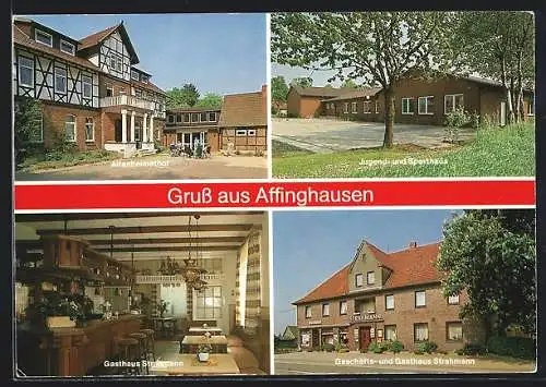 AK Affinghausen, Geschäfts- und Gasthaus Strahmann, Innenansicht, Jugend- und Sporthaus