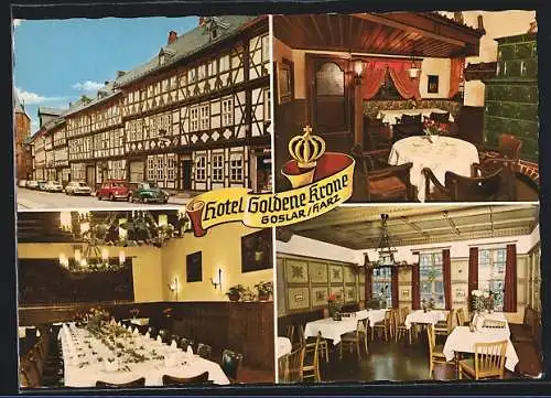 AK Goslar /Harz, Hotel Goldene Krone in vier Ansichten