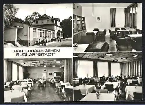 AK Wurzbach, FDGB-Erholungsheim Rudi Arnstadt mit Leseraum, Gasthaus, Speiseraum