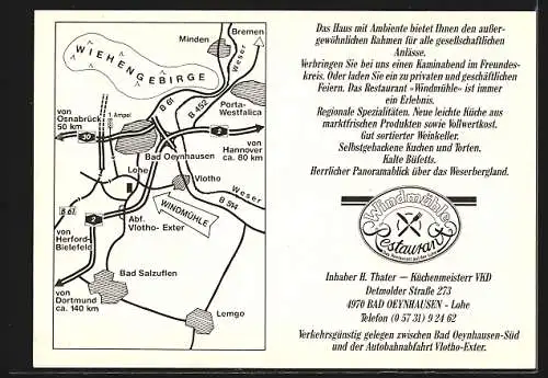 AK Bad Oeynhausen-Lohe, Windmühle-Restaurant in drei Ansichten