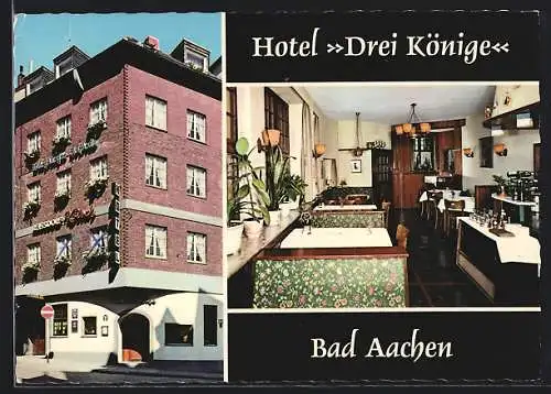 AK Aachen, Hotel Drei Könige, Aussenansicht und Speisesaal