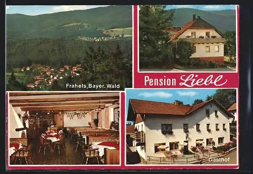 AK Frahels /Bayer. Wald, Hotel Liebl, Ortsansicht und Aussenansicht