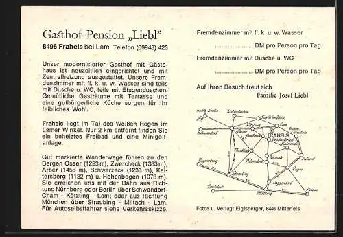 AK Frahels /Bayer. Wald, Hotel Liebl, Ortsansicht und Aussenansicht